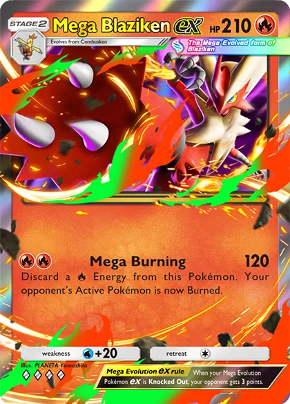 Mega Blaziken ex art card, minh họa thẻ hiếm trong Mega Rising