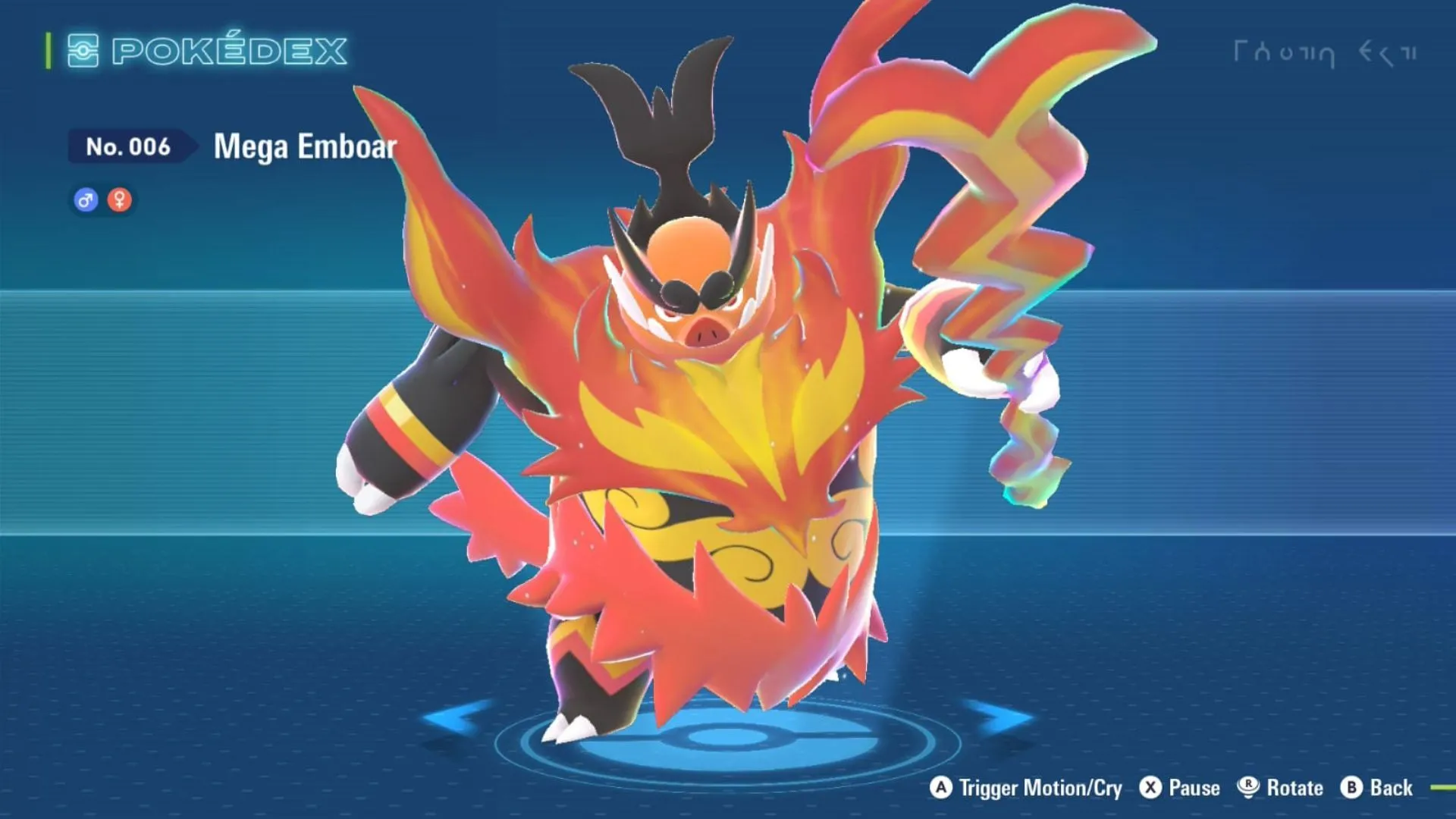 Mega Emboar với thương lửa, dạng Mega hệ Lửa/Đánh nhau trong Legends Z-A