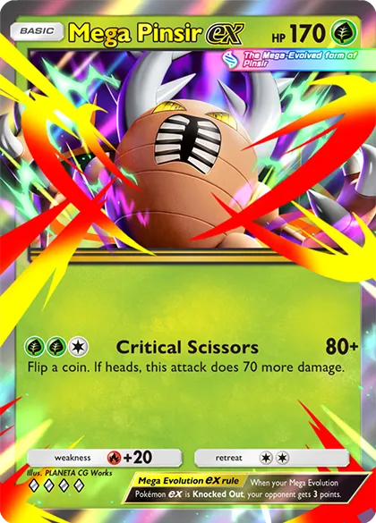 Mega Pinsir ex art card, thẻ Mega hiếm trong Mega Rising