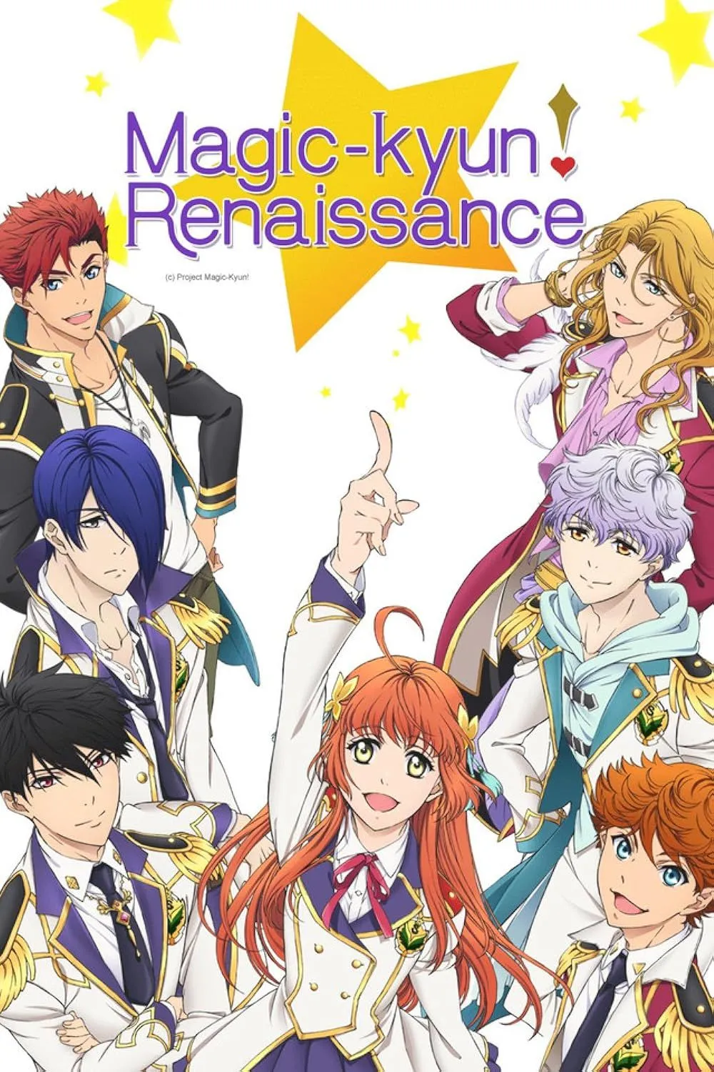 Poster Magic-Kyun! Renaissance với phong cách cầu kỳ, nhấn mạnh yếu tố âm nhạc và lãng mạn trong trường phép thuật
