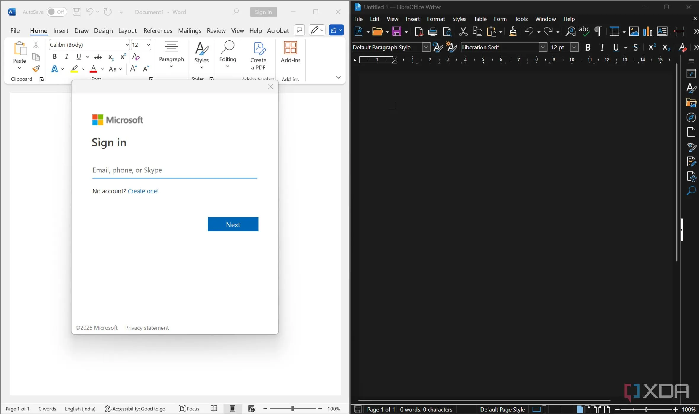 So sánh yêu cầu đăng nhập Microsoft và khả năng làm việc offline của LibreOffice