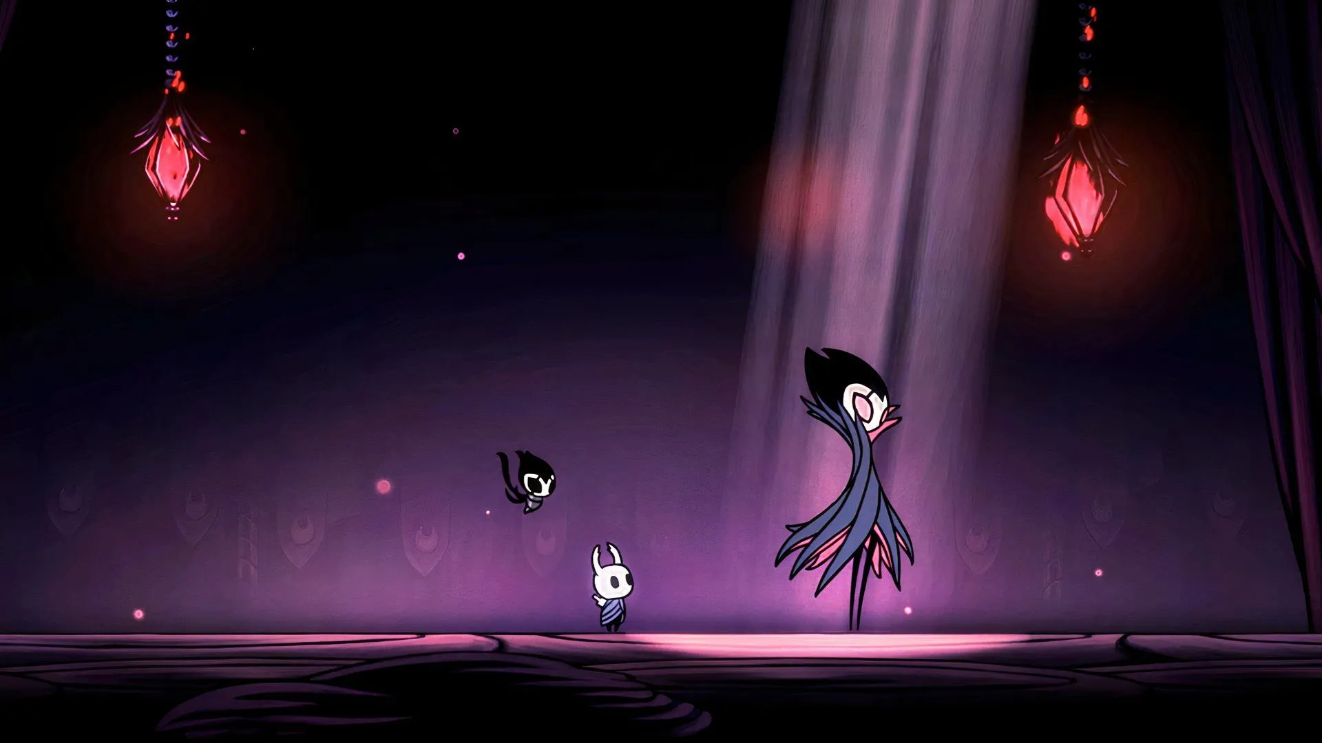 Troupe Master Grimm trong Hollow Knight, minh họa boss và liên quan đến phần thưởng Charm Notch của Grimm Troupe DLC