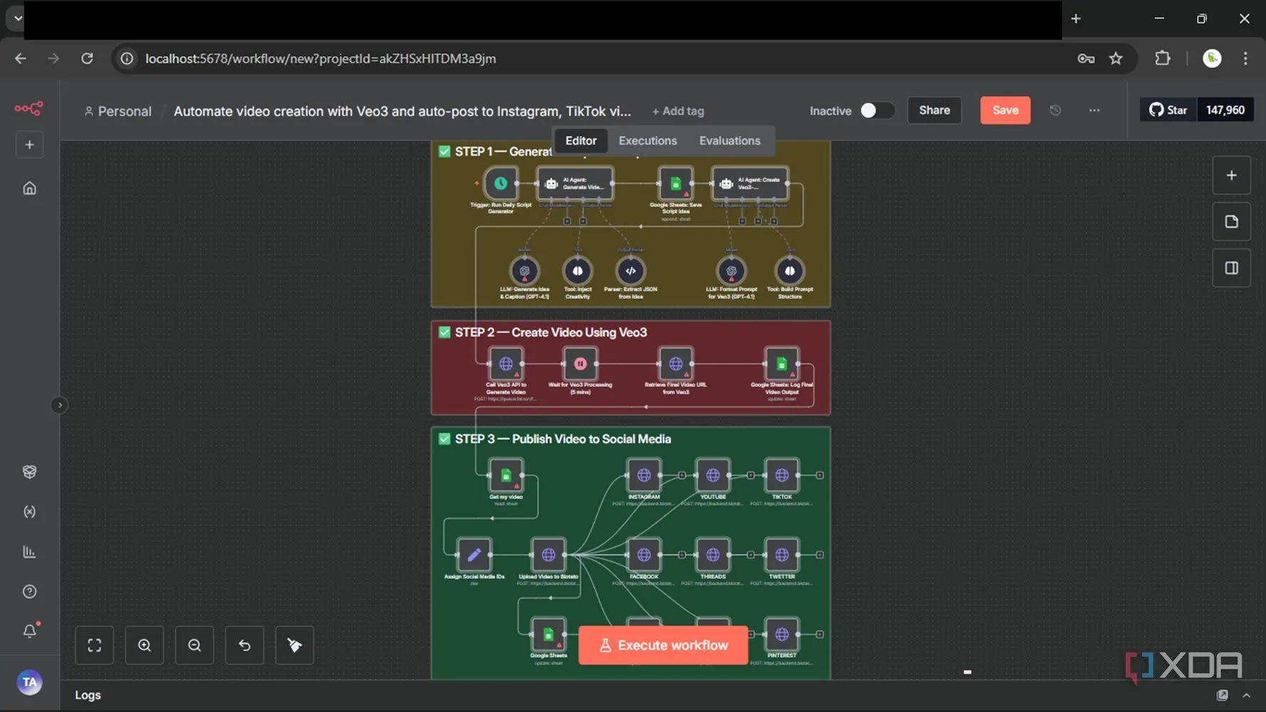 Ví dụ template n8n giúp tự động hóa nhanh nhiều tác vụ truyền thông và nội dung mạng xã hội
