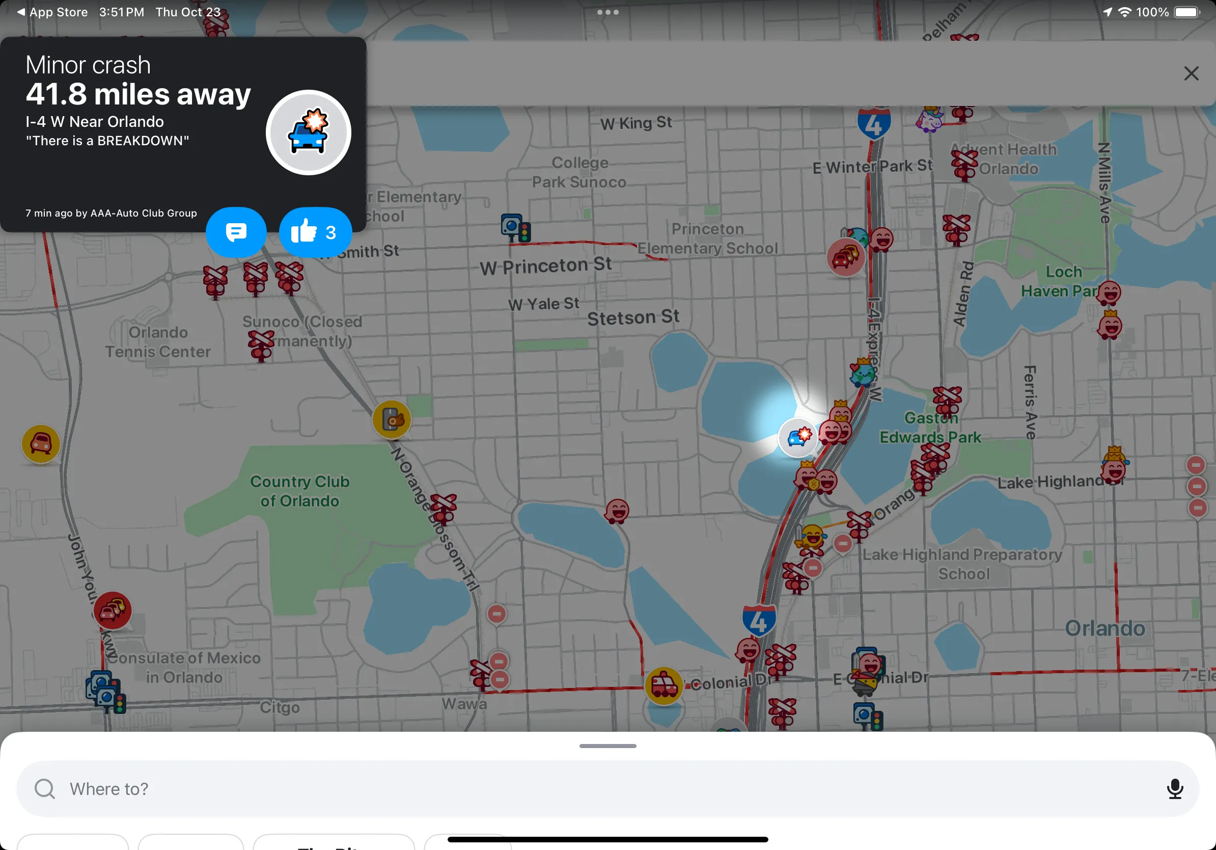 Waze hiển thị cảnh báo tai nạn và báo cáo giao thông do cộng đồng chia sẻ
